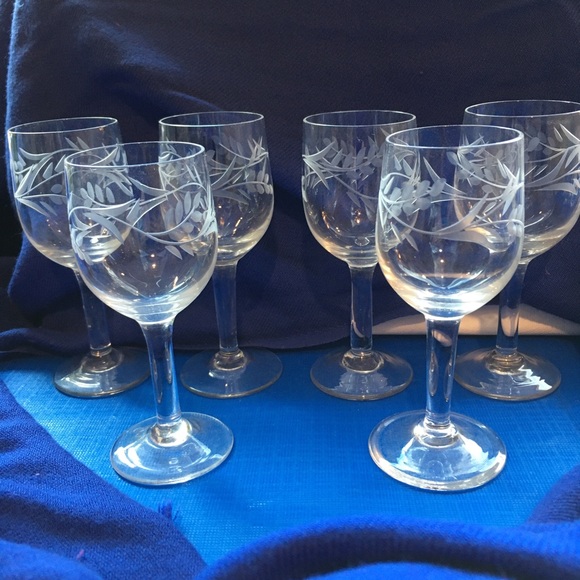 Dining Vintage Etched Cordial Liqueur Glasses Set Of 6 Poshmark